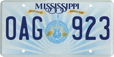 MS license plate OAG923