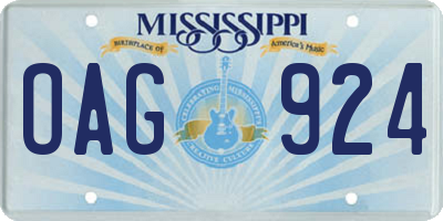 MS license plate OAG924