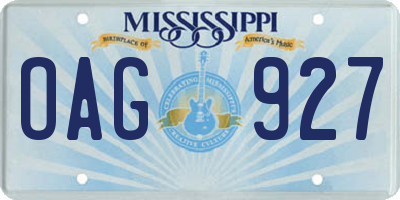 MS license plate OAG927