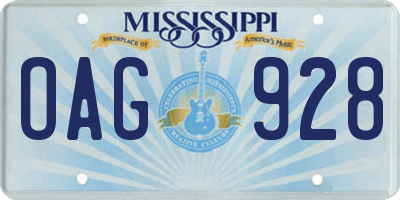 MS license plate OAG928