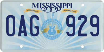 MS license plate OAG929