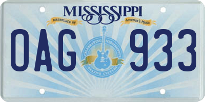 MS license plate OAG933