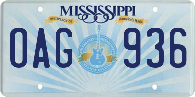 MS license plate OAG936