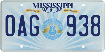 MS license plate OAG938