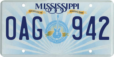 MS license plate OAG942