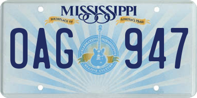 MS license plate OAG947