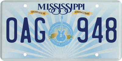 MS license plate OAG948