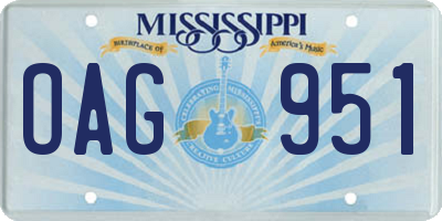 MS license plate OAG951