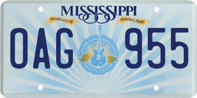 MS license plate OAG955
