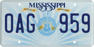MS license plate OAG959