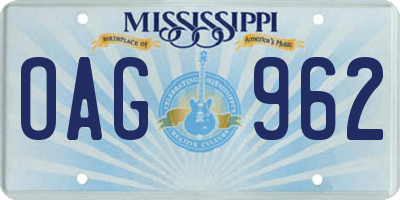 MS license plate OAG962
