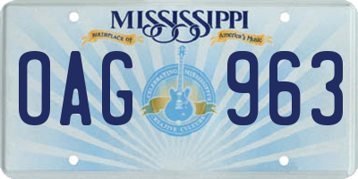 MS license plate OAG963