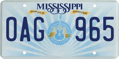 MS license plate OAG965
