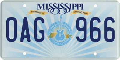 MS license plate OAG966