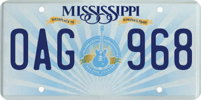 MS license plate OAG968