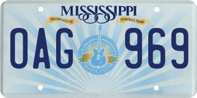MS license plate OAG969