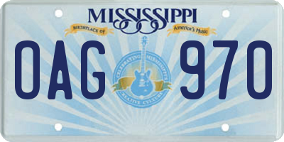 MS license plate OAG970