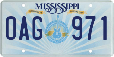 MS license plate OAG971
