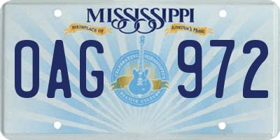 MS license plate OAG972