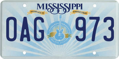 MS license plate OAG973