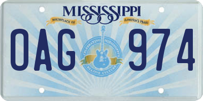 MS license plate OAG974
