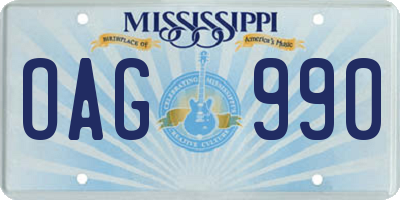 MS license plate OAG990