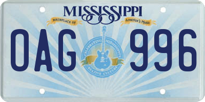 MS license plate OAG996