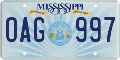 MS license plate OAG997
