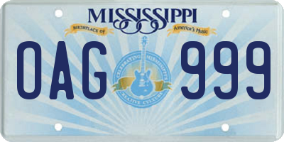 MS license plate OAG999