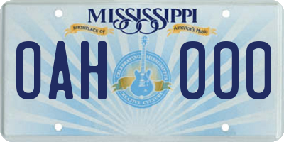 MS license plate OAH000