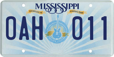 MS license plate OAH011