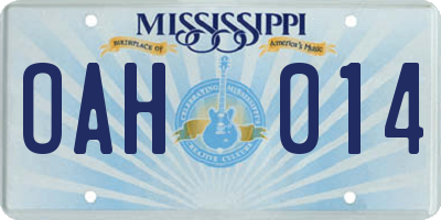 MS license plate OAH014