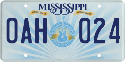 MS license plate OAH024