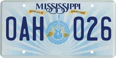 MS license plate OAH026