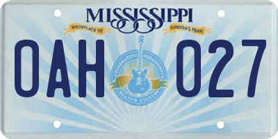 MS license plate OAH027