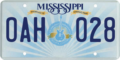 MS license plate OAH028