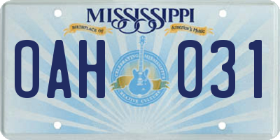 MS license plate OAH031