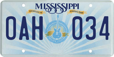 MS license plate OAH034