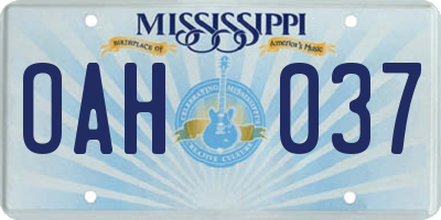 MS license plate OAH037