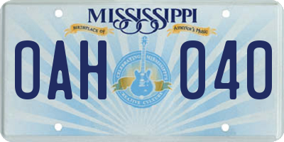 MS license plate OAH040