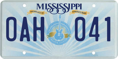 MS license plate OAH041