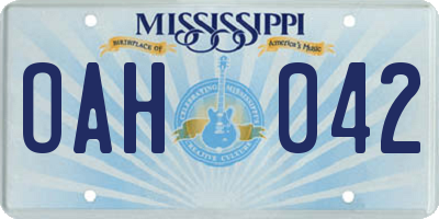 MS license plate OAH042