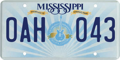 MS license plate OAH043