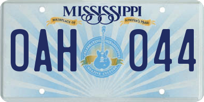 MS license plate OAH044