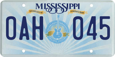 MS license plate OAH045