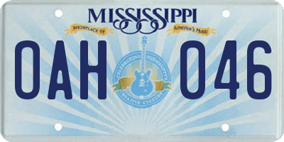 MS license plate OAH046
