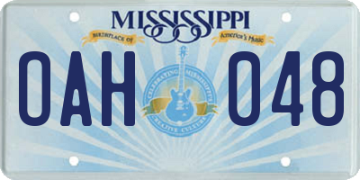 MS license plate OAH048