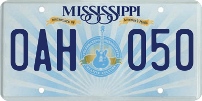 MS license plate OAH050