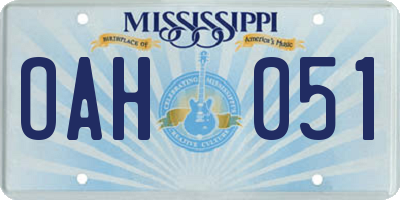 MS license plate OAH051