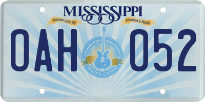 MS license plate OAH052